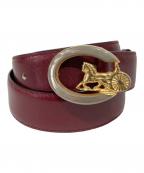 CELINEセリーヌ）の古着「馬車金具ヴィンテージベルト」｜ワインレッド