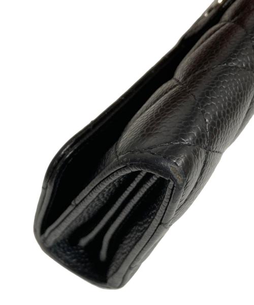 CHANEL（シャネル）CHANEL (シャネル) キャビアスキンフラップウォレット ブラックの古着・服飾アイテム