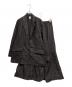 earthy（アーシー）の古着「レザーナイロンBIGテーラードジャケット/レザーナイロンティアードスカート セットアップ」｜ブラック