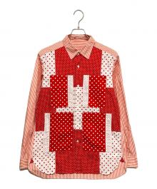 GANRYU（ガンリュウ）の古着「パッチワークドットシャツ」｜レッド