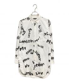COMME des GARCONS HOMME PLUS（コムデギャルソンオムプリュス）の古着「メッセージプリントロングシャツ」｜ホワイト
