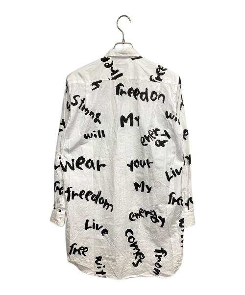 COMME des GARCONS HOMME PLUS（コムデギャルソンオムプリュス）COMME des GARCONS HOMME PLUS (コムデギャルソンオムプリュス) メッセージプリントロングシャツ ホワイト サイズ:Sの古着・服飾アイテム
