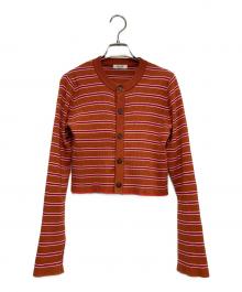 MACPHEE（マカフィー）の古着「コットンリブ クロップドカーディガン」｜ブラウン