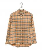 BURBERRYバーバリー）の古着「ノバチェックロングスリーブシャツ」｜レッド×ベージュ