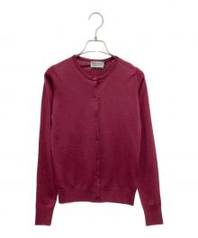 JOHN SMEDLEY（ジョンスメドレー）の古着「クルーネックカーディガン」｜レッド