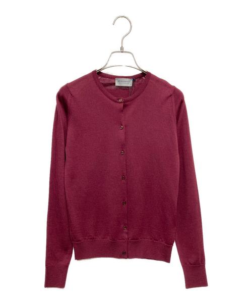 JOHN SMEDLEY（ジョンスメドレー）JOHN SMEDLEY (ジョンスメドレー) クルーネックカーディガン レッド サイズ:Sの古着・服飾アイテム