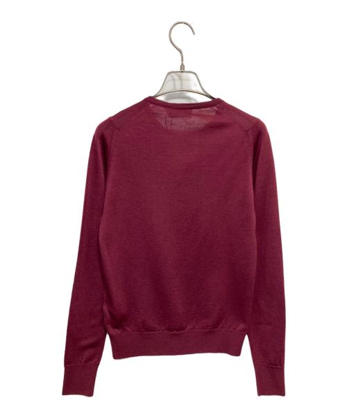JOHN SMEDLEY（ジョンスメドレー）JOHN SMEDLEY (ジョンスメドレー) クルーネックカーディガン レッド サイズ:Sの古着・服飾アイテム