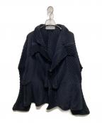 ISSEY MIYAKEイッセイミヤケ）の古着「3D steam stretch pleat jacket」｜ブラック×ネイビー