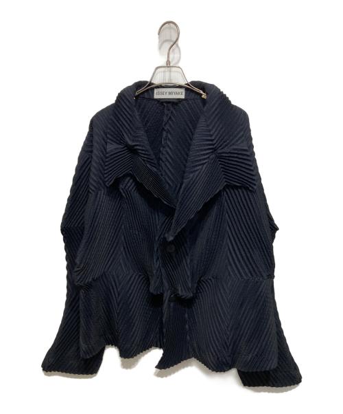 ISSEY MIYAKE（イッセイミヤケ）ISSEY MIYAKE (イッセイミヤケ) 3D steam stretch pleat jacket ブラック×ネイビー サイズ:2の古着・服飾アイテム