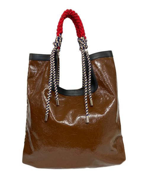 ear PAPILLONNER（イアパピヨネ）ear PAPILLONNER (イアパピヨネ) MTAミックストートバッグ ブラウンの古着・服飾アイテム