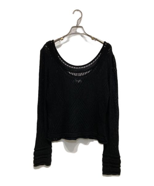 CELINE（セリーヌ）CELINE (セリーヌ) ビスコースUネックニット ブラック サイズ:44の古着・服飾アイテム