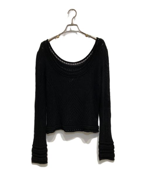 CELINE（セリーヌ）CELINE (セリーヌ) ビスコースUネックニット ブラック サイズ:44の古着・服飾アイテム