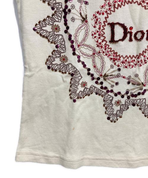 Christian Dior（クリスチャン ディオール）Christian Dior (クリスチャン ディオール) スパンコール刺繍Tシャツ アイボリー サイズ:40の古着・服飾アイテム