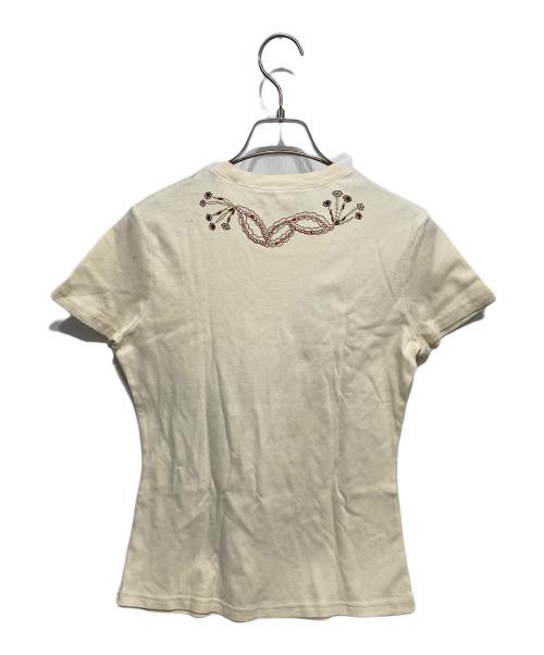 Christian Dior（クリスチャン ディオール）Christian Dior (クリスチャン ディオール) スパンコール刺繍Tシャツ アイボリー サイズ:40の古着・服飾アイテム