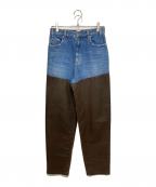 6(ROKU) BEAUTY&YOUTHロク ビューティーアンドユース）の古着「DOCKING DENIM PANTS」｜ブラウン×インディゴ
