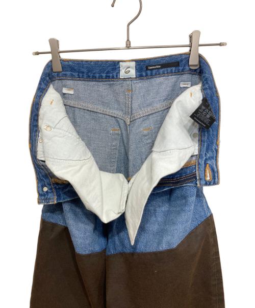 6(ROKU) BEAUTY&YOUTH（ロク ビューティーアンドユース）6(ROKU) BEAUTY&YOUTH (ロク ビューティーアンドユース) DOCKING DENIM PANTS ブラウン×インディゴ サイズ:27の古着・服飾アイテム