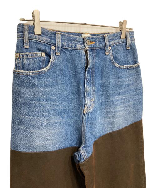 6(ROKU) BEAUTY&YOUTH（ロク ビューティーアンドユース）6(ROKU) BEAUTY&YOUTH (ロク ビューティーアンドユース) DOCKING DENIM PANTS ブラウン×インディゴ サイズ:27の古着・服飾アイテム