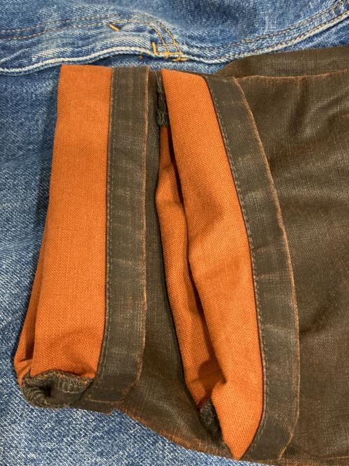 6(ROKU) BEAUTY&YOUTH（ロク ビューティーアンドユース）6(ROKU) BEAUTY&YOUTH (ロク ビューティーアンドユース) DOCKING DENIM PANTS ブラウン×インディゴ サイズ:27の古着・服飾アイテム