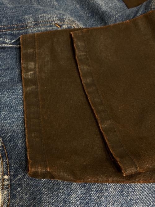 6(ROKU) BEAUTY&YOUTH（ロク ビューティーアンドユース）6(ROKU) BEAUTY&YOUTH (ロク ビューティーアンドユース) DOCKING DENIM PANTS ブラウン×インディゴ サイズ:27の古着・服飾アイテム