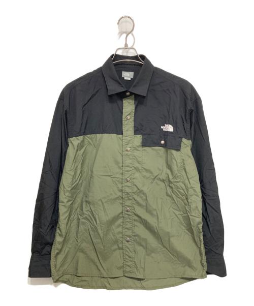 THE NORTH FACE（ザ ノース フェイス）THE NORTH FACE (ザ ノース フェイス) L/S Nuptse Shirt オリーブ×ブラック サイズ:Lの古着・服飾アイテム