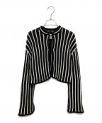Ameriアメリ）の古着「STRIPE SHORT KNIT CARDIGAN」｜ブラック