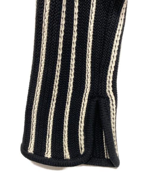 Ameri（アメリ）AMERI (アメリ) STRIPE SHORT KNIT CARDIGAN ブラック サイズ:Fの古着・服飾アイテム