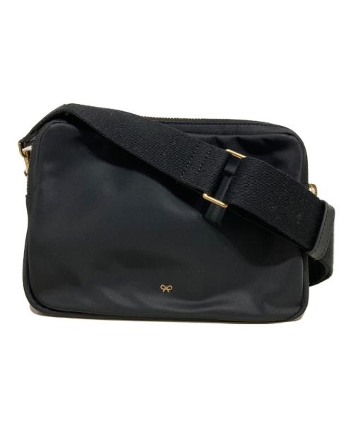 ANYA HINDMARCH（アニヤ・ハインドマーチ）ANYA HINDMARCH (アニヤ・ハインドマーチ) トリプル・ジップ・クロスボディ ブラックの古着・服飾アイテム