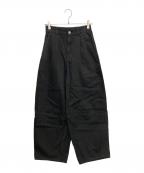 Adam et Ropeアダム エ ロペ）の古着「コットンリネンカーヴィーパンツ」｜ブラック