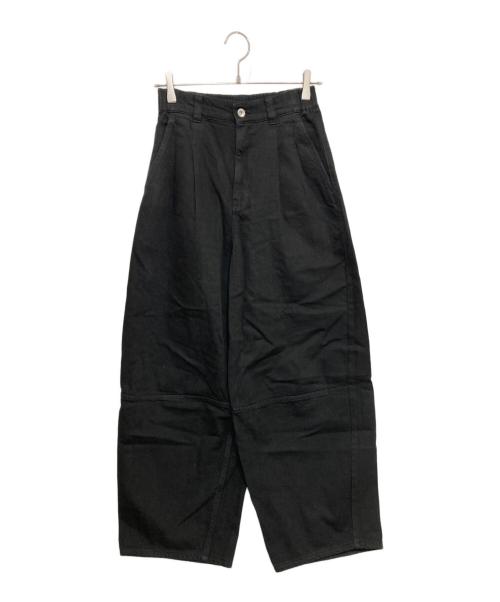 Adam et Rope（アダム エ ロペ）Adam et Rope (アダム エ ロペ) コットンリネンカーヴィーパンツ ブラック サイズ:36の古着・服飾アイテム