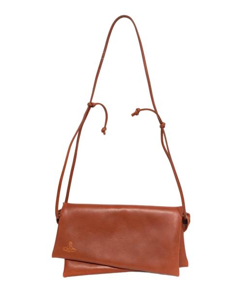 Vivienne Westwood（ヴィヴィアンウエストウッド）Vivienne Westwood (ヴィヴィアンウエストウッド) オーブ レザーフラップショルダーバッグ ブラウンの古着・服飾アイテム