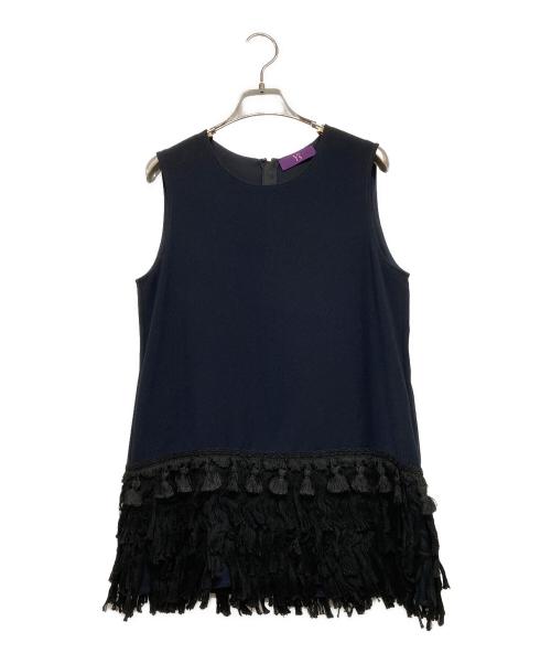 Y's（ワイズ）Y's (ワイズ) ノースリーブタッセルブラウス ブラック×ネイビー サイズ:1の古着・服飾アイテム