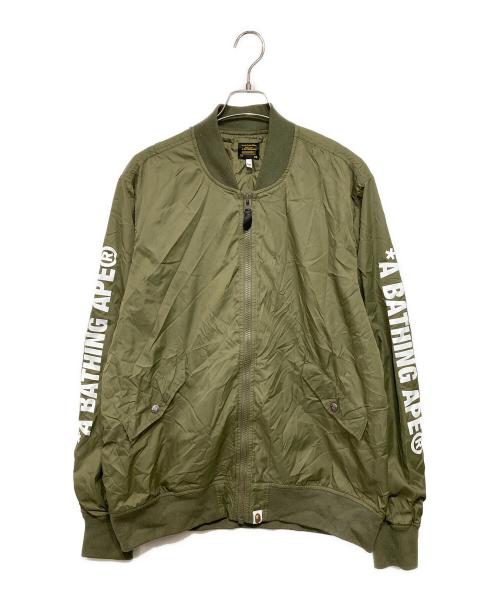 A BATHING APE（アベイシングエイプ）A BATHING APE (ア ベイシング エイプ) ナイロンMA-1ジャケット グリーン サイズ:2XLの古着・服飾アイテム