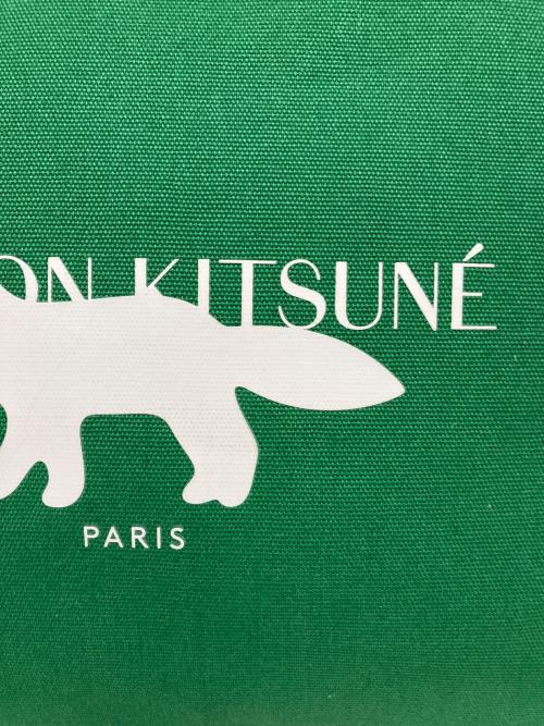 maison kitsune（メゾンキツネ）maison kitsune (メゾンキツネ) コットンキャンバスフォックストートバッグ グリーンの古着・服飾アイテム