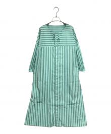 GALERIE VIE（ギャルリーヴィー）の古着「コットンストレッチブロード ギャザーネックワンピース」｜グリーン