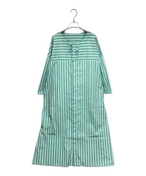 GALERIE VIE（ギャルリーヴィー）GALERIE VIE (ギャルリーヴィー) コットンストレッチブロード ギャザーネックワンピース グリーン サイズ:Fの古着・服飾アイテム