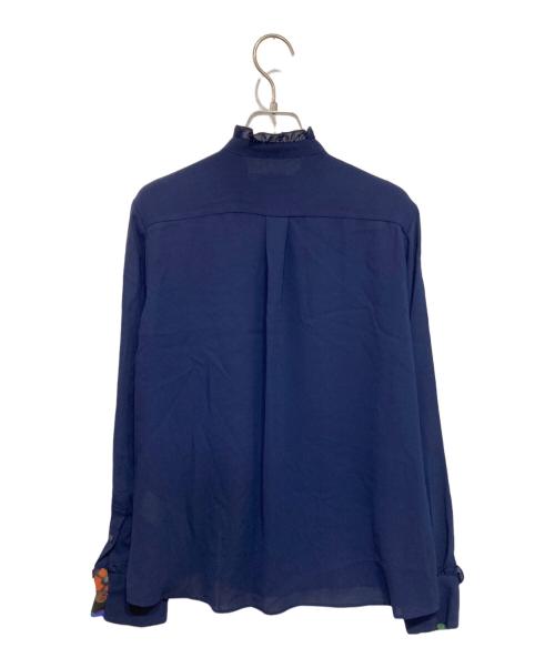 PS Paul Smith（ＰＳポールスミス）PS Paul Smith (ＰＳポールスミス) ノーカラーブラウス ネイビー サイズ:40の古着・服飾アイテム