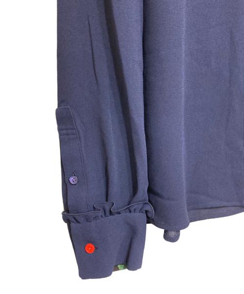 PS Paul Smith（ＰＳポールスミス）PS Paul Smith (ＰＳポールスミス) ノーカラーブラウス ネイビー サイズ:40の古着・服飾アイテム
