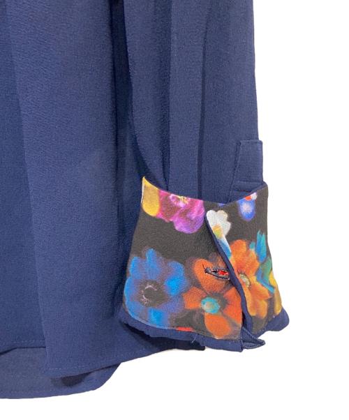 PS Paul Smith（ＰＳポールスミス）PS Paul Smith (ＰＳポールスミス) ノーカラーブラウス ネイビー サイズ:40の古着・服飾アイテム