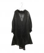 Y'sワイズ）の古着「変形リネンブレンドカーディガン」｜ブラック