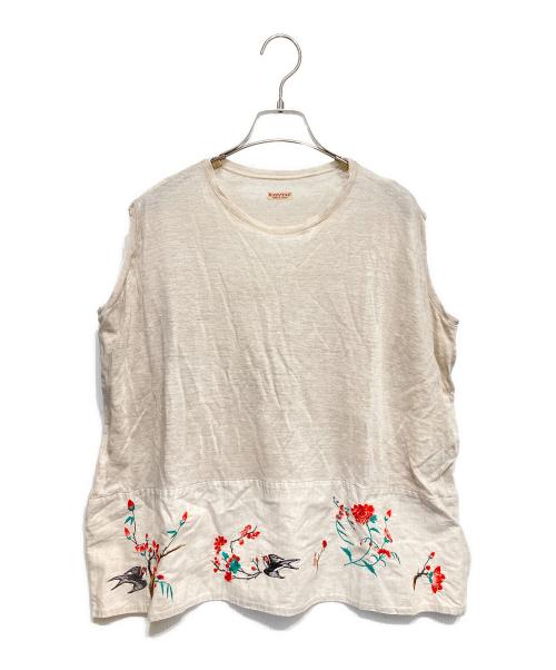 KAPITAL（キャピタル）KAPITAL (キャピタル) リネン天竺 BIGノースリーブTシャツ アイボリー サイズ:0(XS)の古着・服飾アイテム