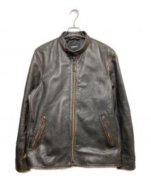 AVIREX（アヴィレックス）の古着「AGED LEATHER SINGLE RIDERS」｜ブラウン