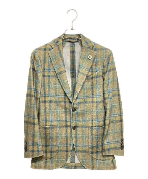 LARDINI（ラルディーニ）LARDINI (ラルディーニ) チェックウールテーラードジャケット グリーン サイズ:42の古着・服飾アイテム