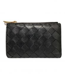 BOTTEGA VENETA（ボッテガベネタ）の古着「イントレチャート-2つ折りレザーウォレット」｜ブラック
