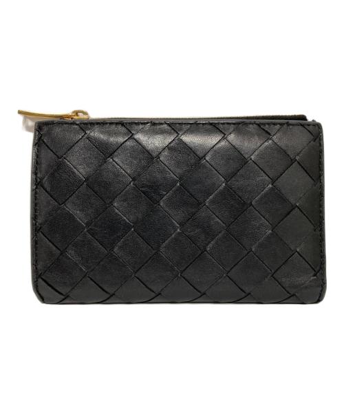BOTTEGA VENETA（ボッテガベネタ）BOTTEGA VENETA (ボッテガベネタ) イントレチャート-2つ折りレザーウォレット ブラックの古着・服飾アイテム