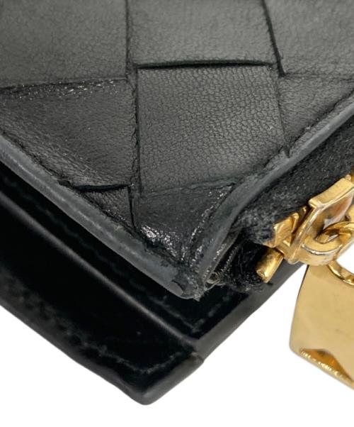 BOTTEGA VENETA（ボッテガベネタ）BOTTEGA VENETA (ボッテガベネタ) イントレチャート-2つ折りレザーウォレット ブラックの古着・服飾アイテム