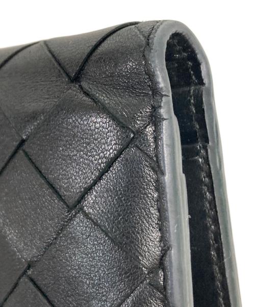 BOTTEGA VENETA（ボッテガベネタ）BOTTEGA VENETA (ボッテガベネタ) イントレチャート-2つ折りレザーウォレット ブラックの古着・服飾アイテム