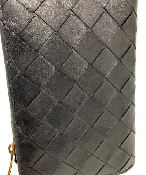 BOTTEGA VENETA（ボッテガベネタ）BOTTEGA VENETA (ボッテガベネタ) イントレチャート-2つ折りレザーウォレット ブラックの古着・服飾アイテム