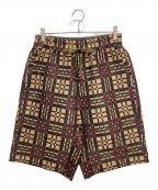 WHITE MOUNTAINEERINGホワイトマウンテ二アニング）の古着「3D CHECK JACQUARD SAROUEL SHORT PANTS」｜ブラウン