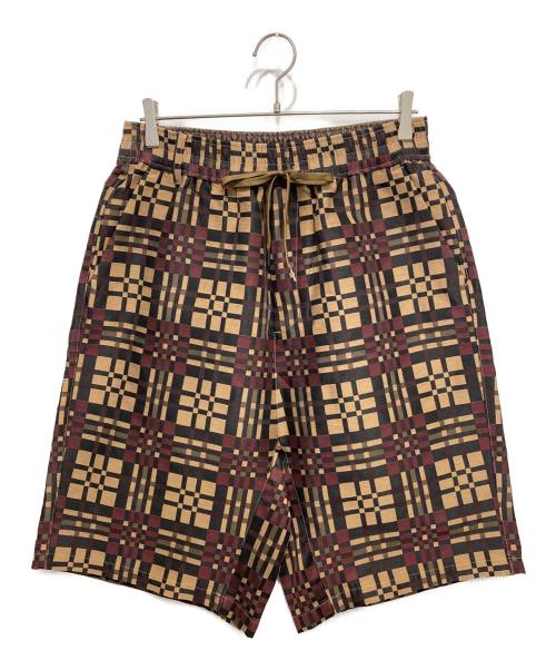 WHITE MOUNTAINEERING（ホワイトマウンテ二アニング）WHITE MOUNTAINEERING (ホワイトマウンテ二アニング) 3D CHECK JACQUARD SAROUEL SHORT PANTS ブラウン サイズ:1の古着・服飾アイテム