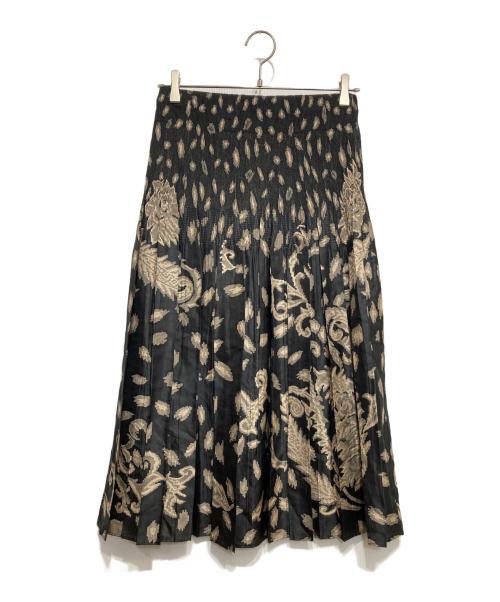 HaaT（ハート）HaaT (ハート) 総柄シルクストレッチスカート ベージュ×ブラック サイズ:2の古着・服飾アイテム